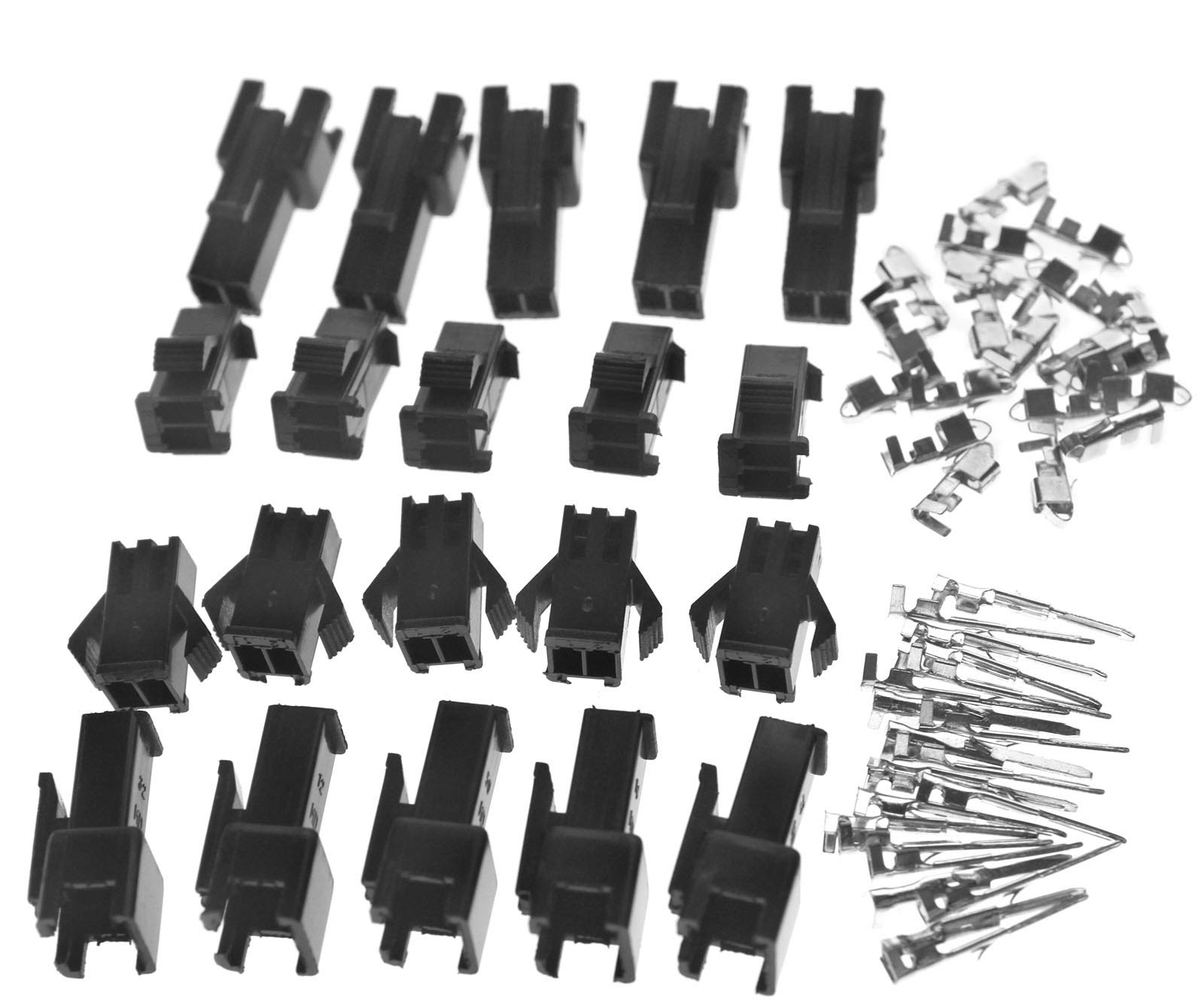 Create idea 10 Pairs JST SM Brass Terminal Connector Kit 2-Pin Plug 2.5mm Pitch Male + Female