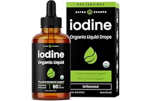 Iodine Drops | 1-2 Year Supply | Thyroid Health, Hormones & Weight | Potassium Iodide Liquid Iodine Supplement | Organic, Veg