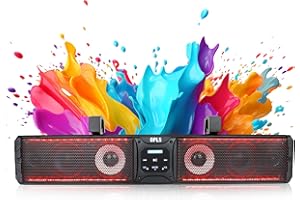 OPL5 27 Inch UTV Sound Bar, Golf Cart Sound bar Waterproof with 6 Speaker, Bluetooth RGB Light ATV Speaker Compatible with Po