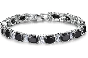SELOVO Wedding Cubic Zirconia Bracelet Chain Link Silver Tone