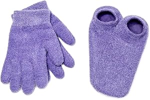 NatraCure Moisturizing Gel Booties and Gloves Set - (for Dry Skin, Dry Hands, feet, Cracked Heels, cuticles, Rough Skin, Dead Skin, use with Your Favorite lotions) - 155/175-LAV/RET - Color: Lavender
