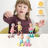 Giant bean Wooden Family Dolls Set of 7 for Dollhouse Pretend Play view 5
