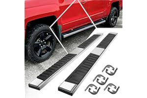 PM PERFORMOTOR [Pair] 6.7" Stainless Steel Flat Running Boards Side Step Bars Compatible with 07-19 Chevy Silverado/GMC Sierra Crew Cab