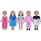 Ebuddy 5-sets Ramdon Style Doll Clothes Party Dress Clothes Outfits Pajames For 18 inch American Girl