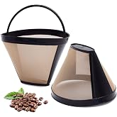Reusable #4 Cone Coffee Filters Basket Replacement for Cuisinart Coffee Makers(2 Reusable Filters)