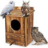 Owl Houses for Outdoors， 16.1x11.8x9.5 inch Large Carbonized Barred Owl Nesting Box, Waterproof &amp; Ventilated Design, Ideal for Owls, Wildlife, Garden Decoration