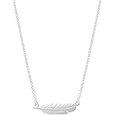 Boma Jewelry Sterling Silver Feather Necklace, 16 inches