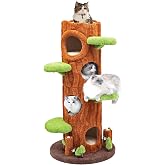 Xiamiao Magic Forest Cat Tree Tower, 62 inches Tall, Real Solid Wood Cat Tree for Multi-Cat Household