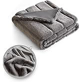 Sophia & William Grey Faux Rabbit Fur Throw Blanket, Micro Mink Dual-Sided Cozy Soft Blankets, Plush Fuzzy Fluffy Blanket for Couch Bed Sofa, Machine Washable, Queen(90" x 90")