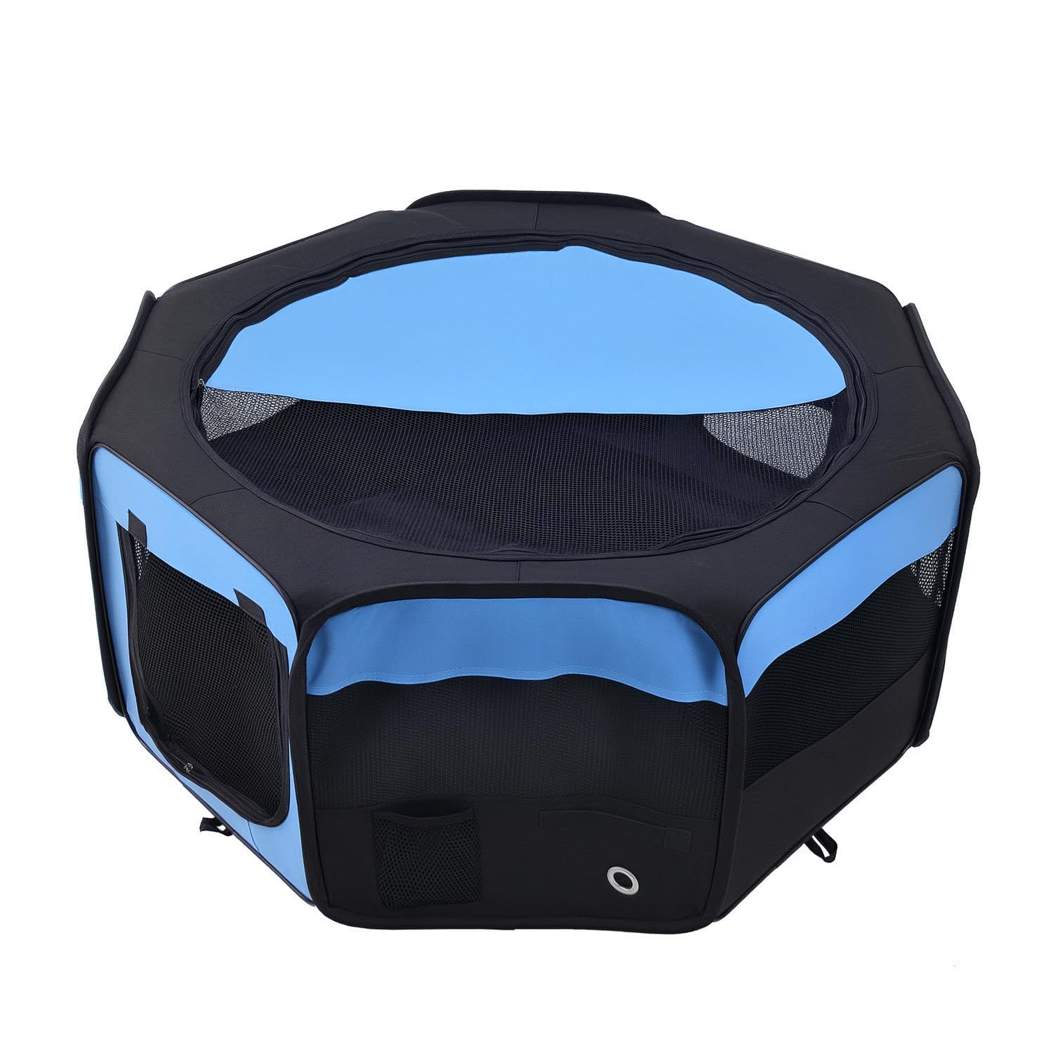 PawHut Portable Cat Dog Playpen Pet Puppy Rabbit Guinea Pig Pen Run Dia 90 x 41H cm Indoor & Outdoor Blue