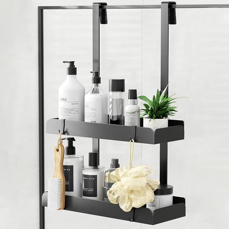 Pickpiff Shower Caddy Hanging Organizer 2-Tier Stainless Steel Black Over Door