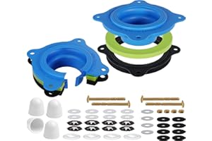 RAINGOWN Toilet Flange Repair Kit, Universal Toilet Seal Parts For Wax Seal, Rubber Gasket Ring, Wax-Free Toilet Bowl Replacement kit Include Premium Nuts, Washers, 3.26Inch Bolts, Bolt Caps(2-Pack)