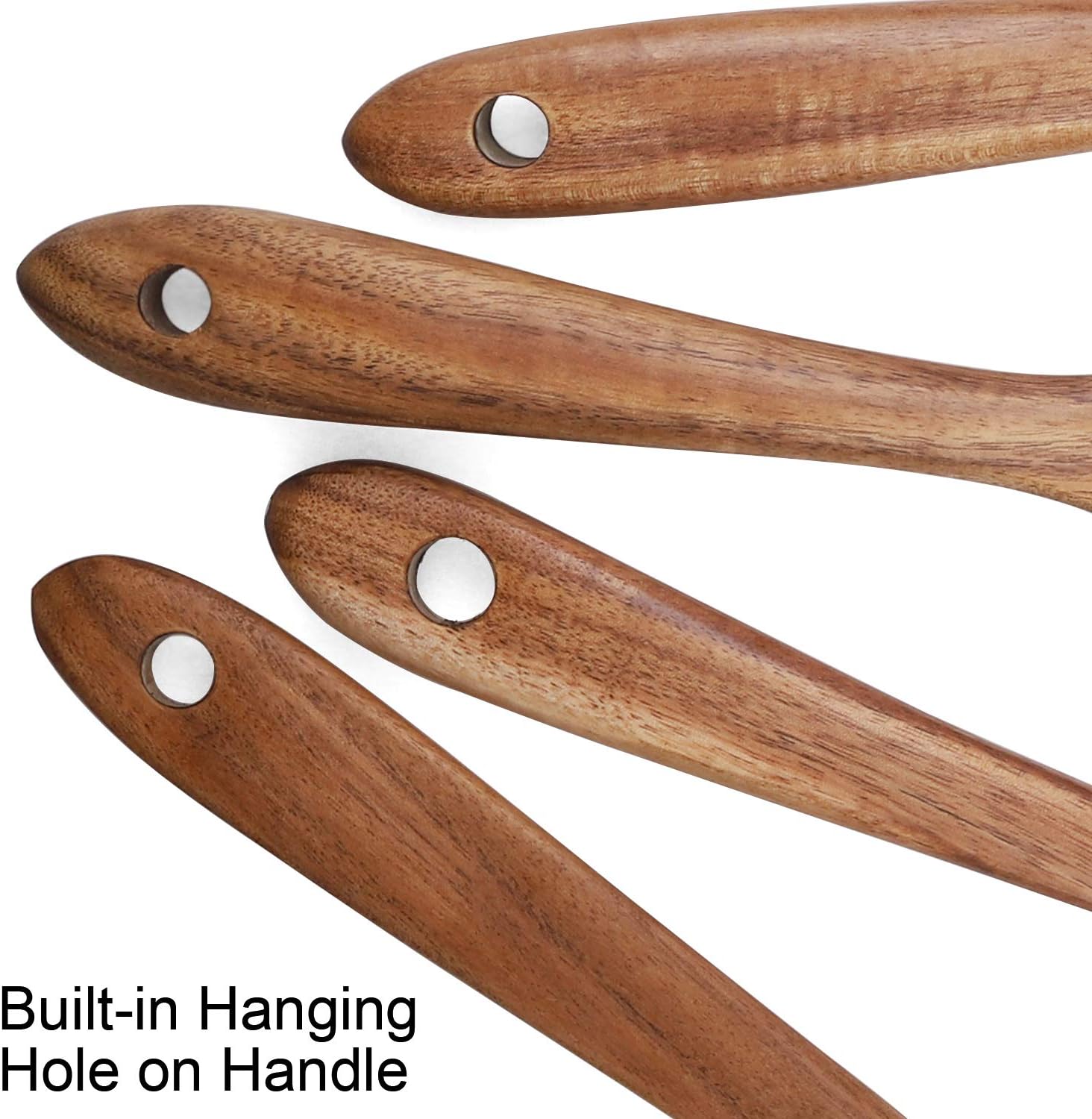 Wooden Cooking Utensils Set 4-Piece Wood Kitchen Utensil Set for Non Stick Cookware Wooden Spatula,Fork,Turner,Ladle,Strainer Spoons - Image 4