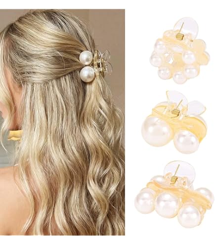 Amazon.com : Small Hair Clips Three Pearl Hair Clip for  display picture 2