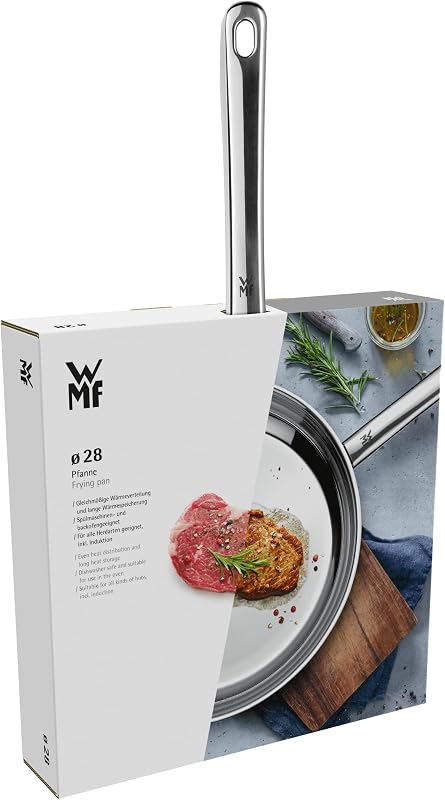 WMF Favorit - Panela profissional não revestida de 20 cm, panela adequada de indução de aço inoxidável, aço inoxidável Cromargan, cofre do forno.