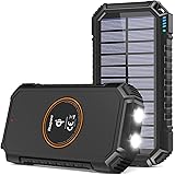 Solar Power Bank 26800mAh, Riapow Solar Charger Fast Charge 3.0A Qi Portable Charger External Battery with 4 Outputs & LED Fl