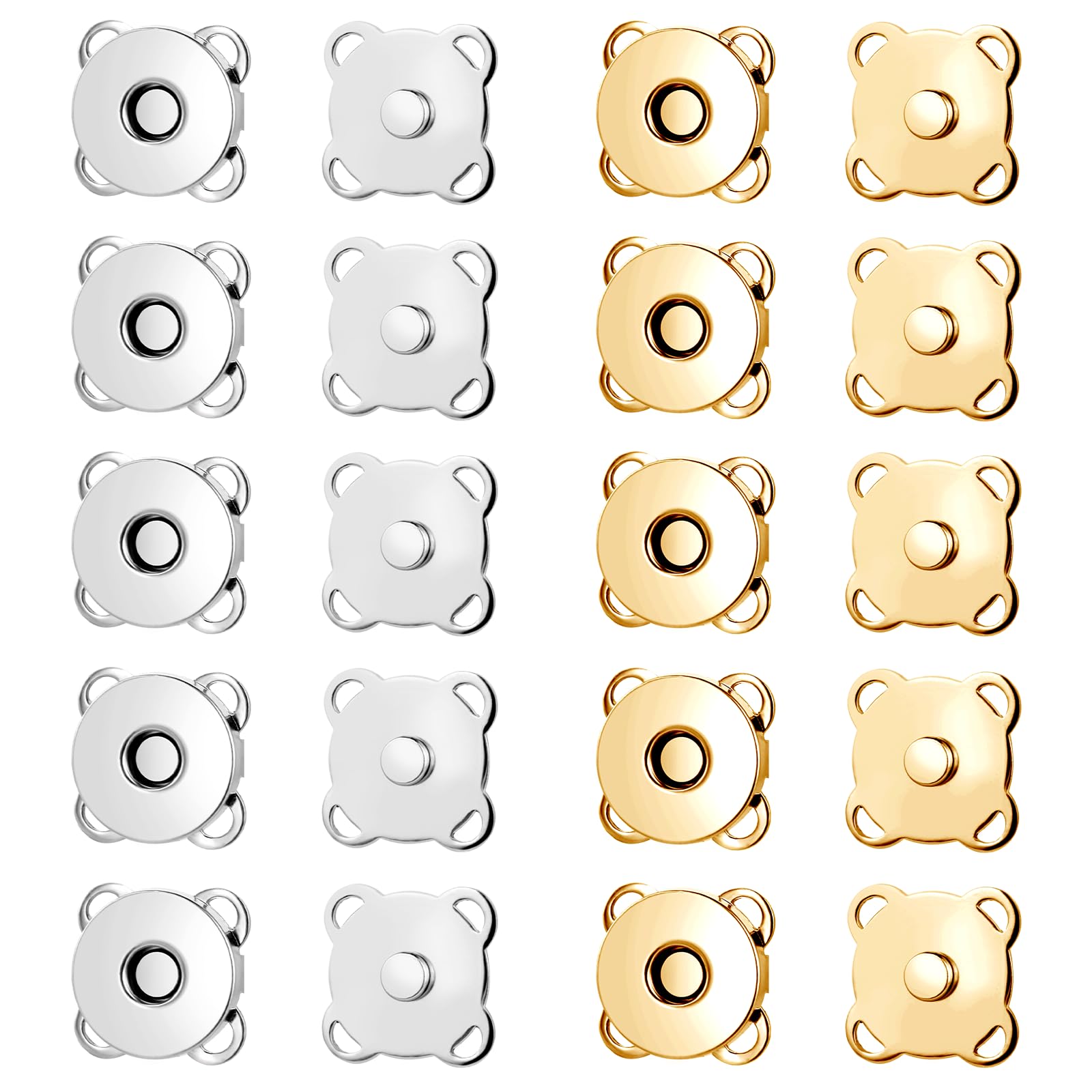 Photo 1 of 10 Sets Plum Magnetic Snaps Buttons for Sewing 15mm Purse Snap Magnetic Snaps Buttons for Sewing Bags Clothes Craft (Gold Silver)