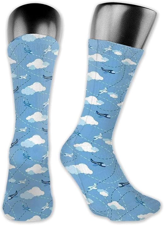 XCNGG Socks Compression Medium Calf Crew Sock,Kids Boys Aviation Theme