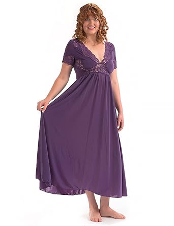 Precious Curves Women S Rhea Full Length Nightgown X Large Purple