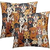 OLUSENMO 18x18 Cartoon Dog Throw Pillow Covers Set of 2 with Hidden Zipper, Ultra-Soft Hypoallergenic Fabric for Sofa Bed Car Decor, All-Season Durable Pillow Shams, Ideal Gift