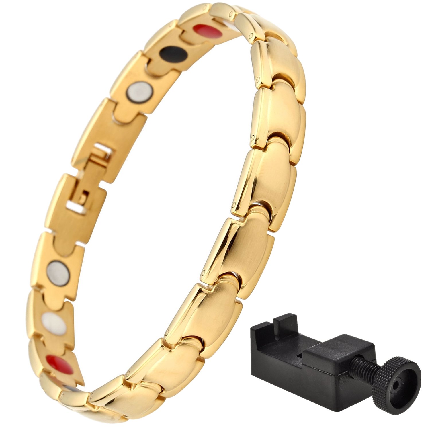 JOVIVI Damen Magnetarmband Edelstahl Magnetische Armband Armreif 4-in-1 Magnete Armband U-Form Design Armreif Gold