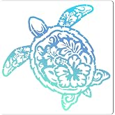 GORGECRAFT 11.8x11.8 Hollow Out Sea Turtle Stencil Ocean Animal Hibiscus Flower Painting Stencils Reusable Large Hawaiian Summer DIY Drawing Templates for Painting on Wood Floor Furniture Bag