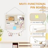 DOLLAR BOSS Cork Board Linen Double-Sided 30x40cm Wood Frame Wall Display Pin view 3