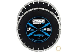 CRALY 14 Inch Super Thin Segmented Diamond Blade, 1 in Arbor, 9'' Diamond Stone Blade for Angle Grinder & Masonry Saw, Diamond Cutting Wheel for Cutting Concrete, Paver, Masonry, Stone, Granite, 2PC
