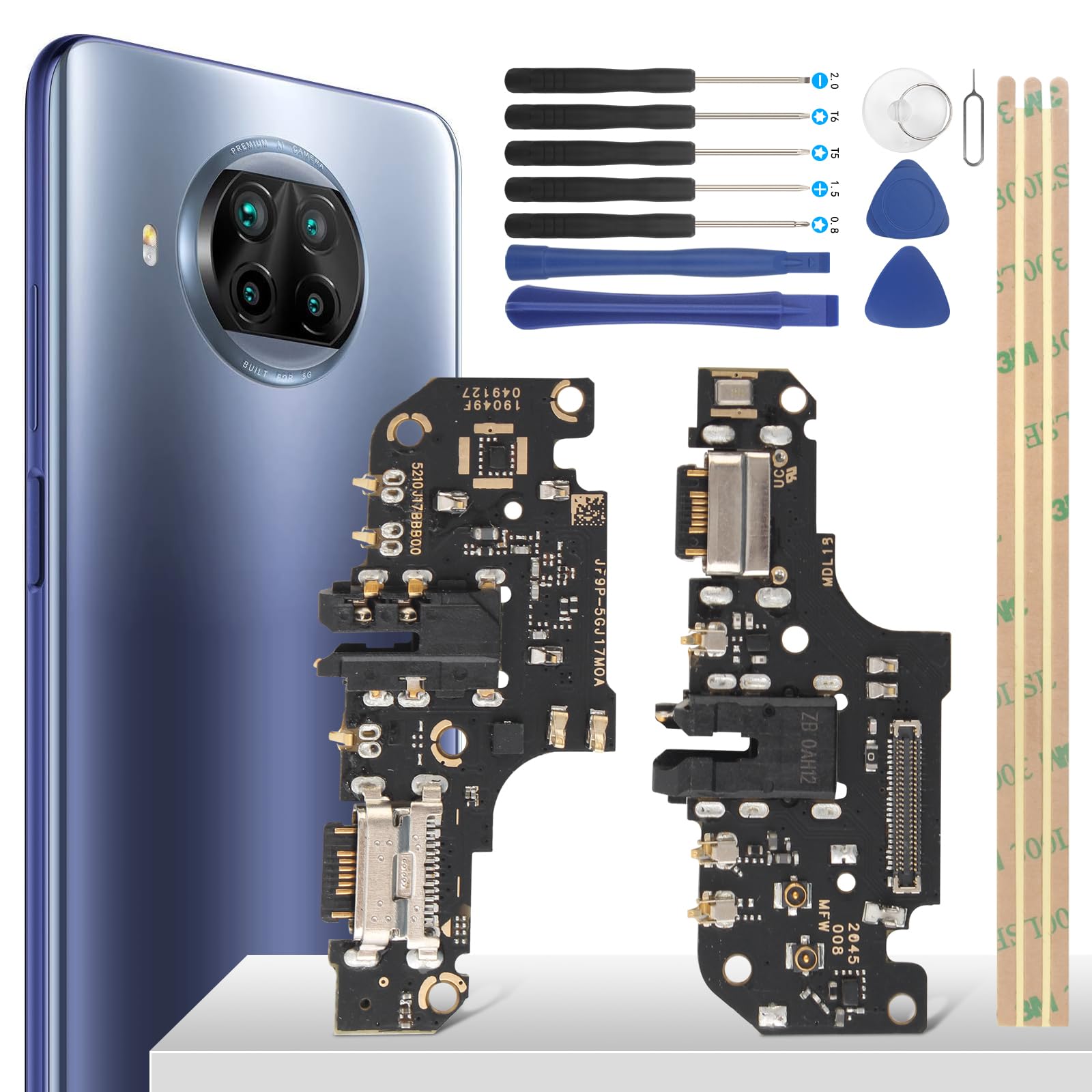 YHX-OU 6.67 Inch Charging Port for Xiaomi Mi 10T Lite 5G M2007J17G Dock Connector Port Charger Charging Port Microphone Audio Jack Flex Cable + Installation Tool