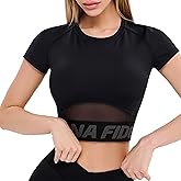 Bona Fide Workout Tops for Women - Short/Long Sleeve Compression Shirt - Breathable Tight Crop Top for Gym, Running, Yoga
