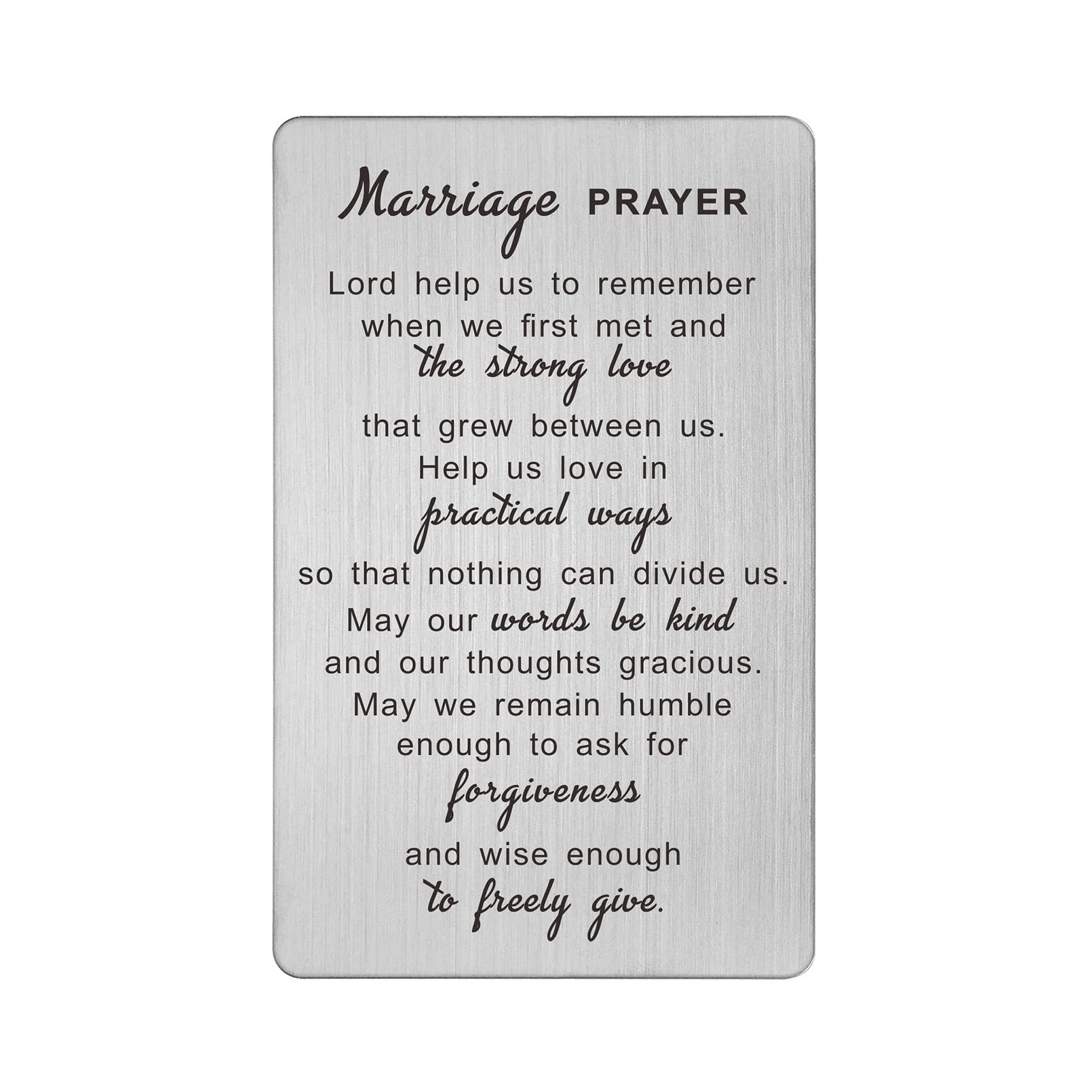 DEGASKEN Christian Marriage Prayer Card - Stainless Steel Keepsake for Newlyweds, Couples Wedding Anniversary, Valentines Gift
