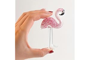 Hand-Blown Glass Flamingo Figurine - Pink Decorative Ornament, Modern Tabletop Decor, Elegant Gift Idea for Wedding/Birthday/