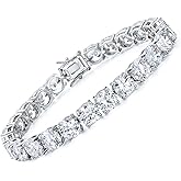TIKJE 925 Sterling Silver 2-7mm Cubic Zirconia Classic Tennis Bracelet | White Gold Bracelets for Women | Size 6-8.5 inches