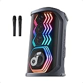 soundcore Rave 3S AI Party Speaker with 2 Wireless Microphones, 200W Sound, AI Vocal Removal, Reverb, Light Show, 12H Playtime, Portable Bluetooth PA System for Home, Party, or Backyard