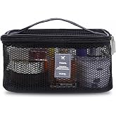 DALINEEYI Mesh Makeup Bag, Breathable Travel Organizer, Black | Zipper, Lightweight, Toiletry Bag with Handle, For Women Girls