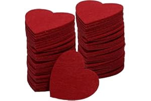 PPhtony Felt Hearts Cutout for Valentine’s Day Wedding Decoration Scrapbooking Sewing Craft Embellishment, 50PCS (Red, 50mm)