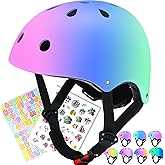 BiutiMama Color Gradient Adjustable Kids Bike Helmet Toddler Skateboard Helmets Boys Girls Child Ventilation Helmet for Multi-Sports Skating Cycling Scooter Balance