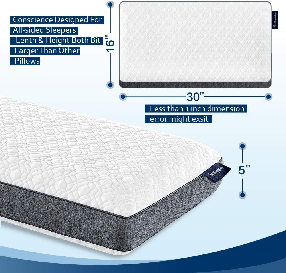 Moonlight Family Cooling Bed Pillow, Pet Friendly & TEMP Control Cover, EVOLON Inner Cover, Gel Memory Foam Neck Pillow for All Side Sleepers, Certi-PUR US & Oeko-Tex Certified, Queen Size: Kitchen & Dining