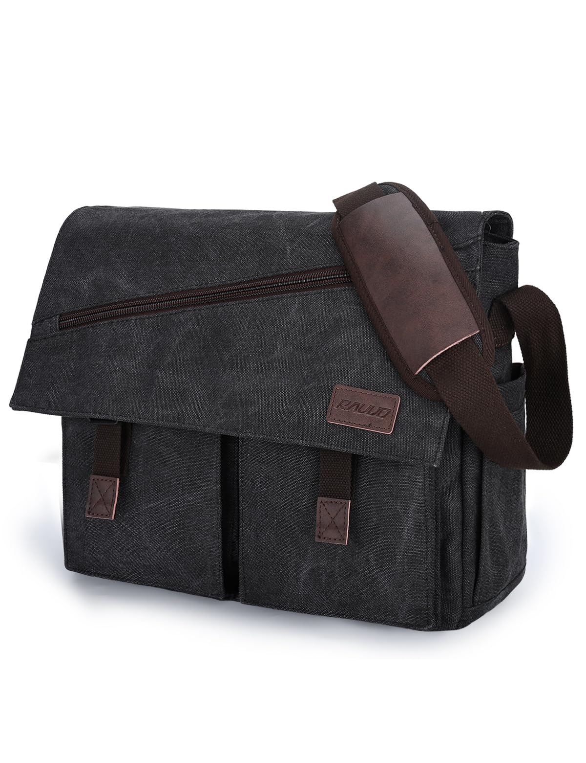RAVUO Messenger Bag for Men,Water Resistant Canvas Shoulder Bag Fits for 14 Inch Laptop Vintage Cross Body Satchel Bag for Work,School,Travel