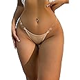 WDIRARA Women's G String Panty Lace Thongs Bow Front Crotchless Underwear Hollow Out See Through Panty