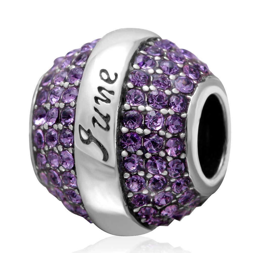 Jan-Dec Birthstone Charm with Crystal 