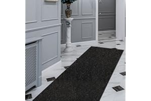 FREADEM Runner Rugs 2' x 6' Indoor Outdoor Carpet Runner, Area Rugs with Anti-Slip Rubber Backing for Aisle Hallway Balcony Garage Entryway Stair, Black