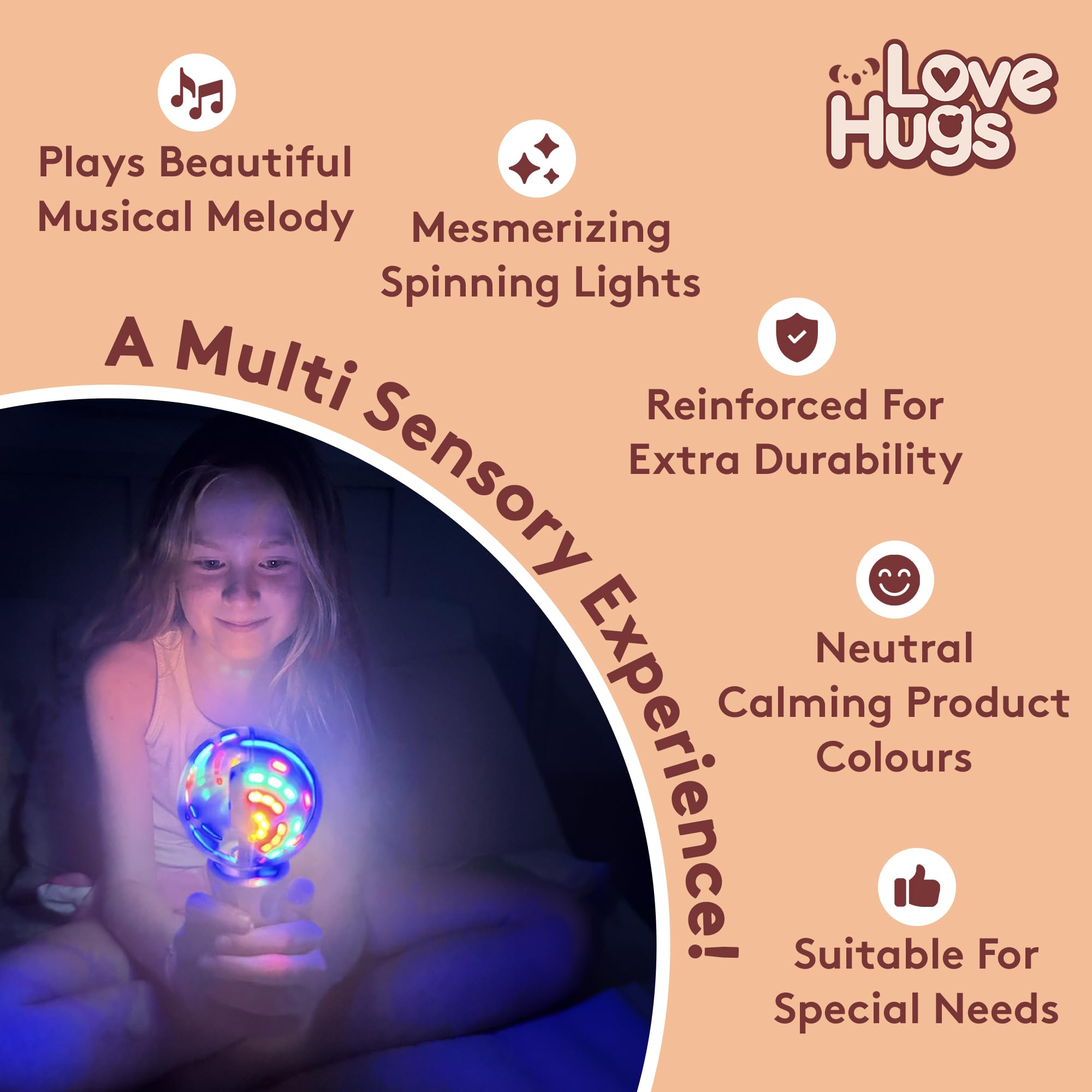 LoveHugs Musical Light Up Wand - Sensory Lights for Autistic Children - Light Up Sensory Toys - Autism Toys - Sensory Toys for Kids with Autism