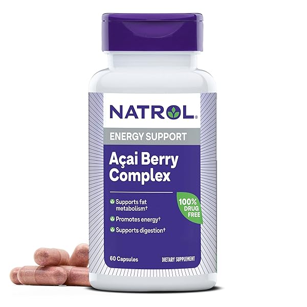 NATROL ACAI BERRY, DIETARY SUPPLEMENT, ANTIOXIDANT PROTECTION & DEFENSE, THE ULTIMATE SUPER FRUIT, 1,000 MG VEGGIE CAPSULES, 60 COUNT