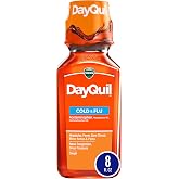 Vicks DayQuil Cold and Flu Relief Liquid Medicine, Non-Drowsy Powerful Multi-Symptom Daytime Relief for Headache, Fever, Sore Throat, Minor Aches and Pains, Nasal Congestion, and Cough, 12 FL OZ