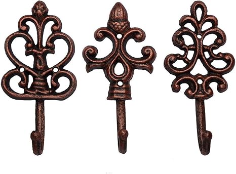 Shabby Chic Cast Iron Decorative Wall Hooks Rustic Cooper