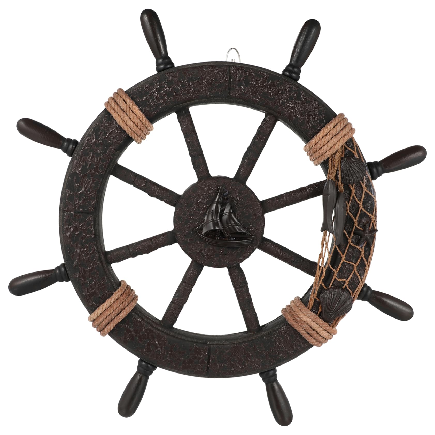 RORPOIR Mediterranean Captain Rudder Wall Ornament Nautical Decor for Home Beach Party Assorted Colors Ideal Fishing Net Decoration for Coastal Theme