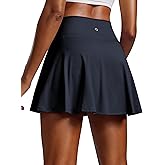 PINSPARK Womens Tennis Skirt Pleated Athletic Skorts with Pockets Shorts High Waisted Golf Skirts for Workout Running Casual