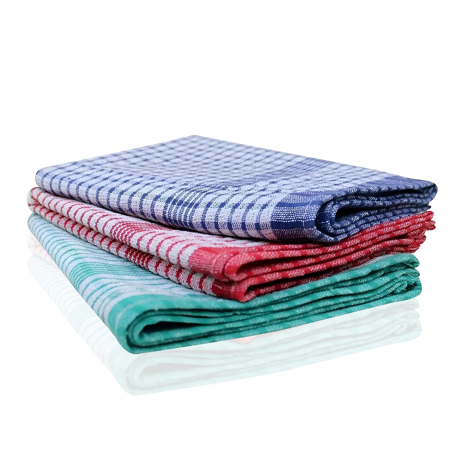 Milosc Pack of 10 Tea Towels 100% Cotton Kitchen Tea towels with Highly Absorbent Quality Lint Free Quick Dry Long Lasting Material Multi Colours Pack