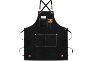 NOBONDO Canvas Apron with Pockets for Men and Women - Cross Back Kitchen Apron with Crossbody Support